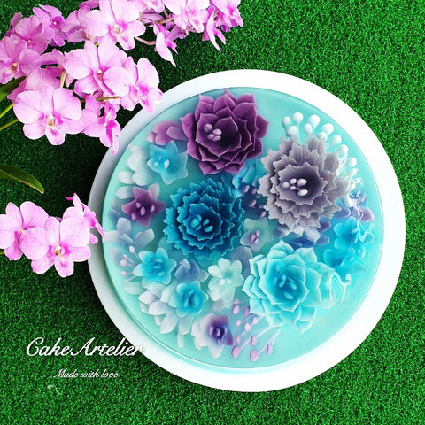 Flowery round cake (KJFR0023) - CakeArtelier