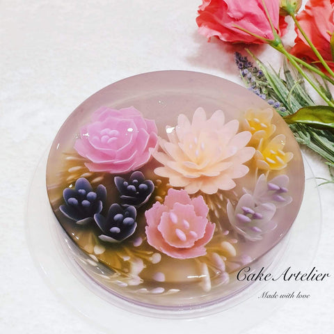 Flowery round cake (KJFR0015) - CakeArtelier