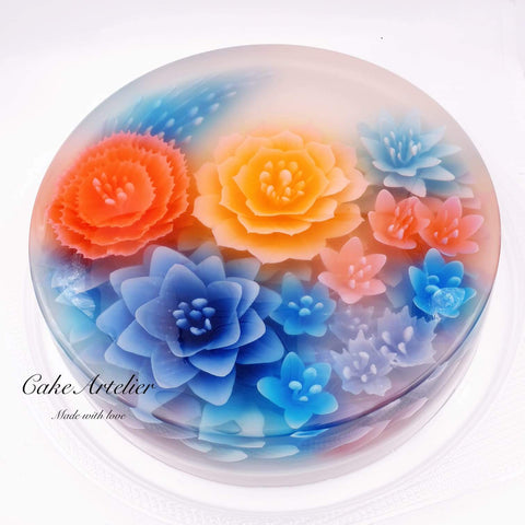 Flowery round cake (KJFR001) - CakeArtelier