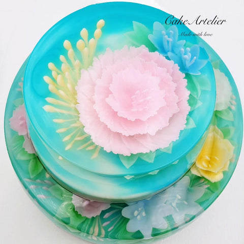 Flowery round cake (2 Tier) (KJFRT004) - CakeArtelier